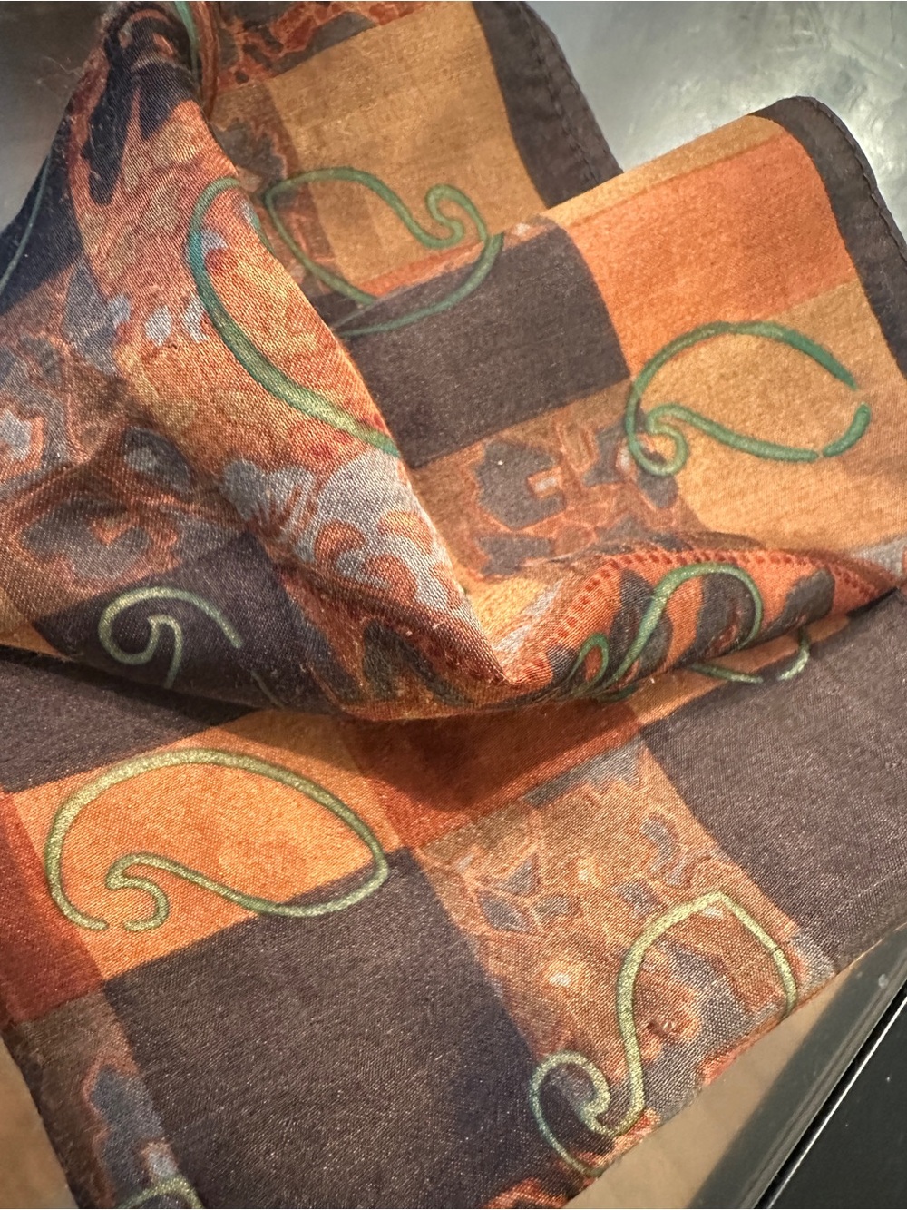 Vintage Orange and Brown Paisley Scarf